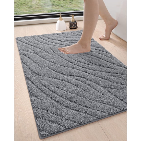 MY Bathroom Rugs 17x30, Extra Soft Absorbent Bath Mat, Non Slip Bathmat for Bathroom Floor, Machine Washable Rugs for Shower Floor, Dark Grey