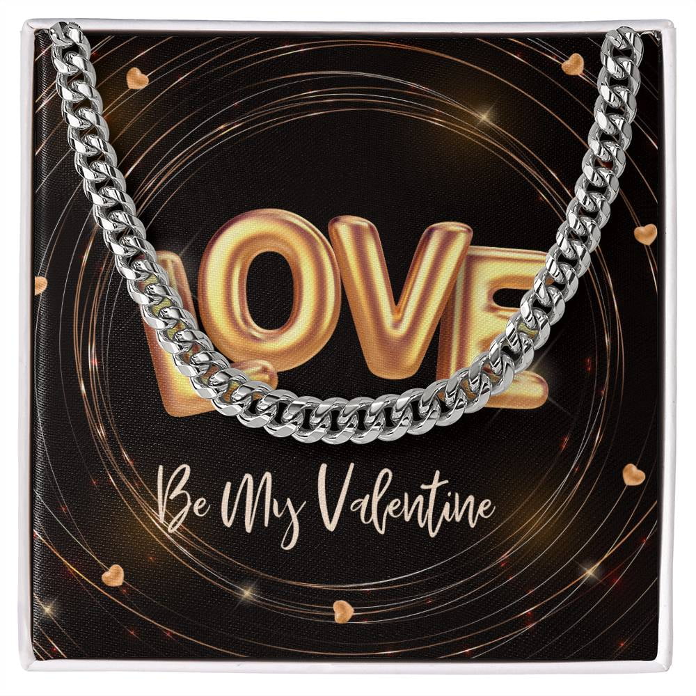 MY Be MY VALENTINE LOVE, Cuban Link Chain, Stainless Steel or Yellow ...
