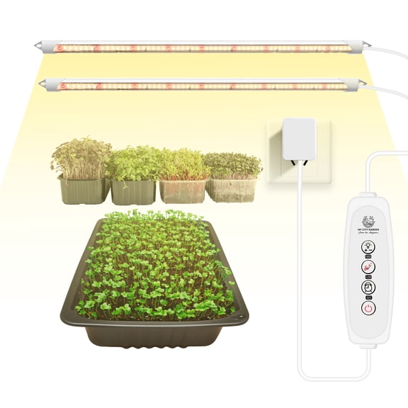 MY CITY GARDEN 2ft LED Grow Light Bars, 4000K for Houseplants, Flowers & Microgreens, 2 Pack