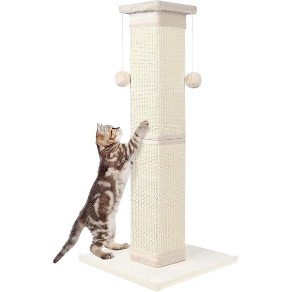 MY Cat Scratching Post 33 Inch Nature Sisal Cat Scratch Post for Indoor Cats, Large Cat Scratcher Protect Your Furniture, for All Breeds