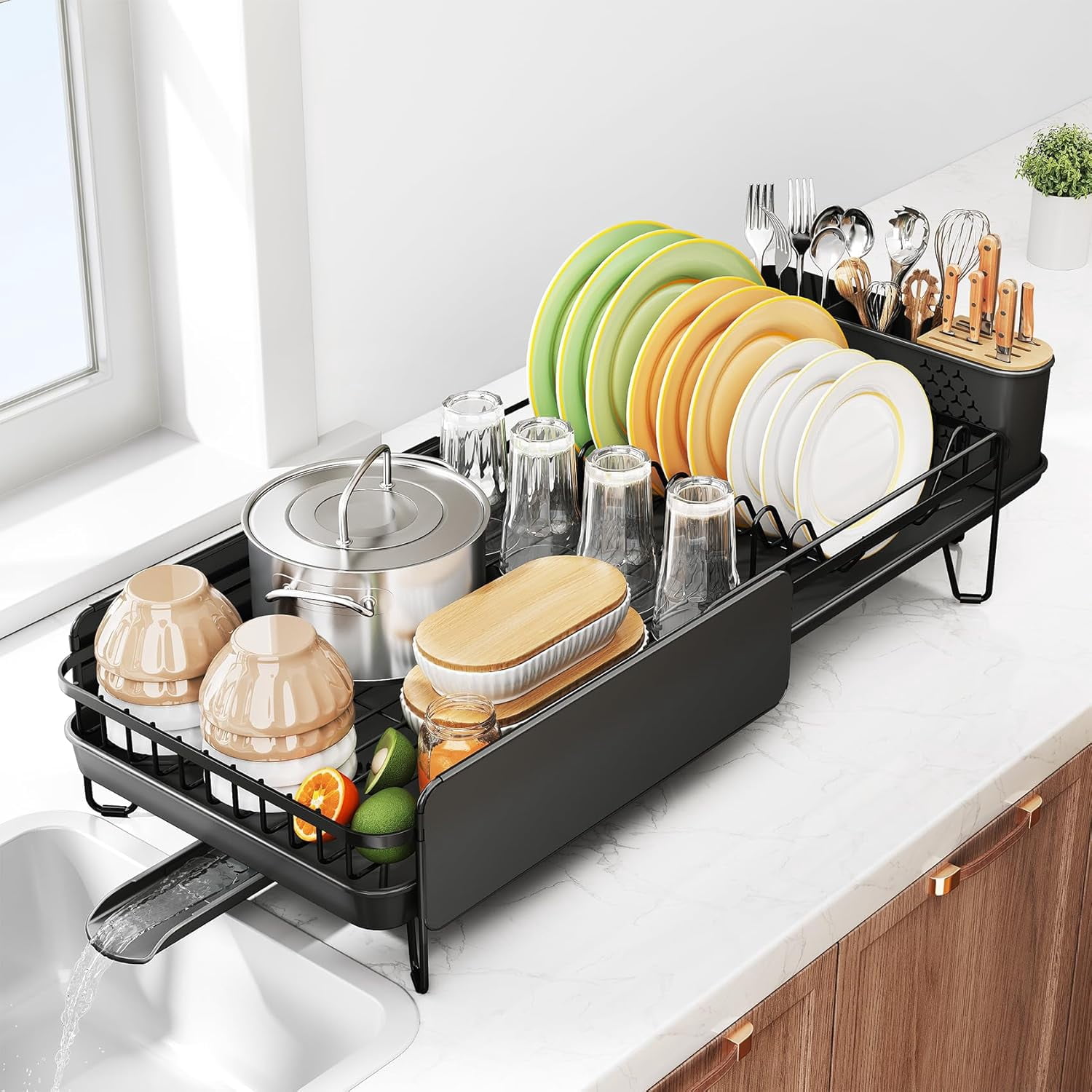 Dish Drying Rack - Large Dish Racks for Kitchen Counter Expandable Dish ...