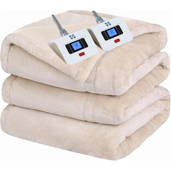Electric Blanket King Size, Flannel Heated Blanket with10 Heating Levels & Auto Shut Off, Machine Washable