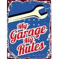 thumbnail image 1 of MY GARAGE MY RULES METAL SIGN RETRO VINTAGE STYLE SMALL shed man cave aluminum room Size: 16 x 12 Inch, 1 of 5