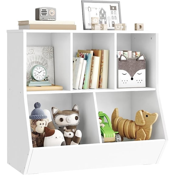 MY.Kids Bookshelf, Bookcase Footboard, Toy Storage Cubby, Children's Toy Shelf, 35.4" L Storage Cabinet, Fit for Children's Room, Playroom, Hallway, Kindergarten, White WT32CW01