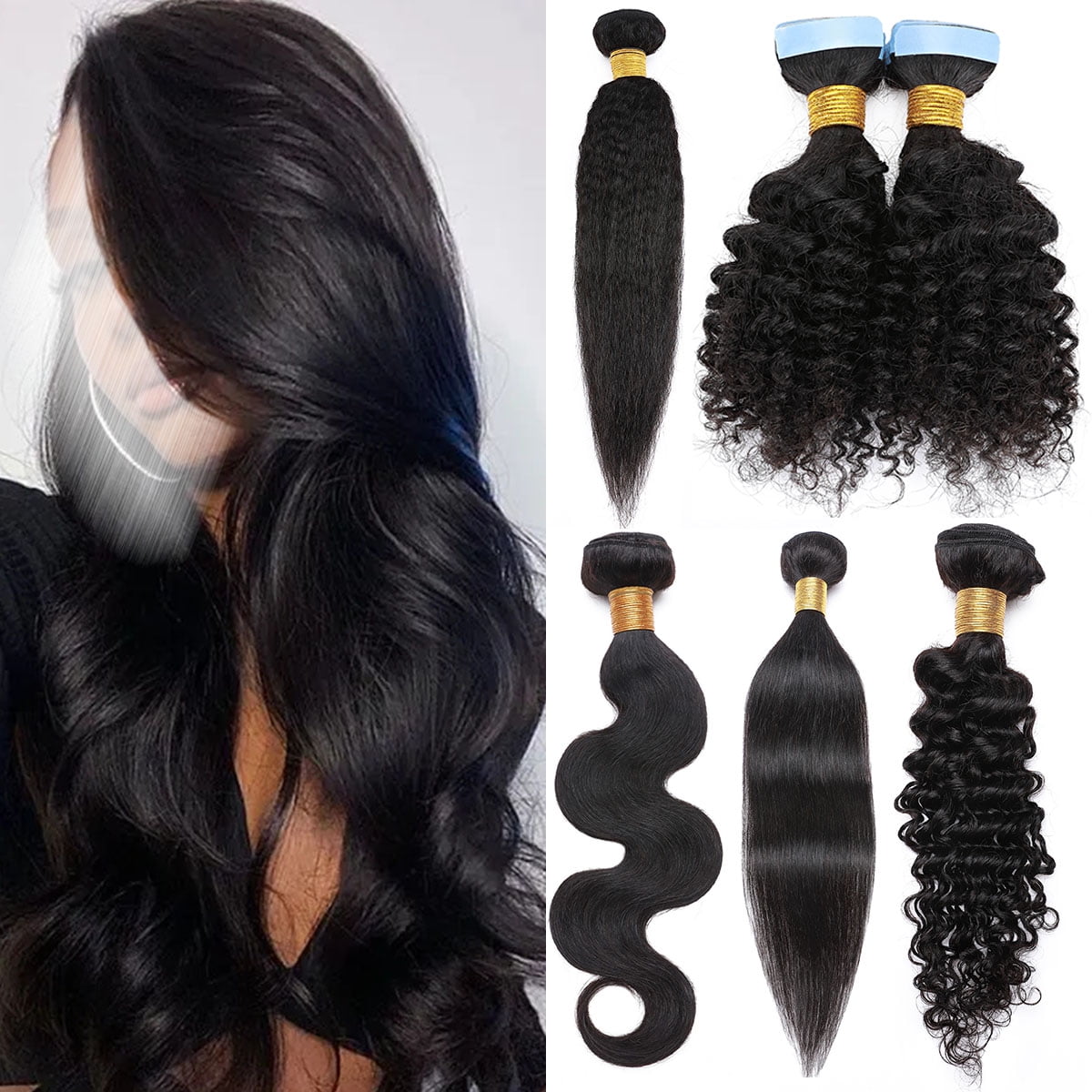 MY LADY 1 Bundles 100 Unprocessed Virgin Human Hair Extensions Brazilian Weave Weft Hairpiece for Black Women Yaki 24inch Walmart