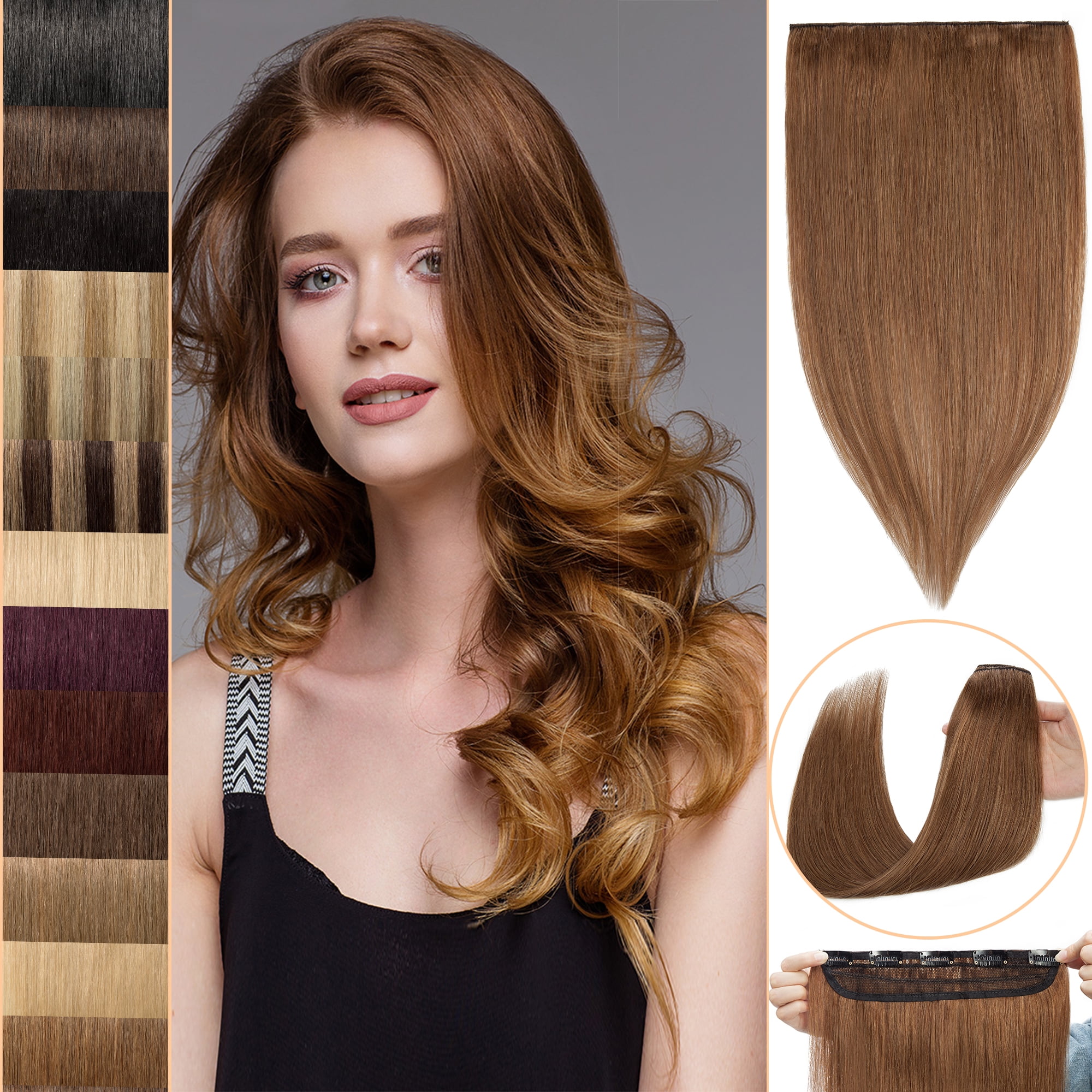10 Inch Clip In Human Hair Extensions 5 Clips Straight Remy Hair Amazon.com : MY-LADY Clip In Hair Extensions Real Human Hair  main image 2