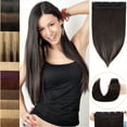 thumbnail image 1 of MY-LADY 10''-24'' 5 Clips in Human Hair Extensions Thick Real Natural Hair Pieces 100% Full Head Remy Hair 14inch #1B Natural Black（Thin）, 1 of 8