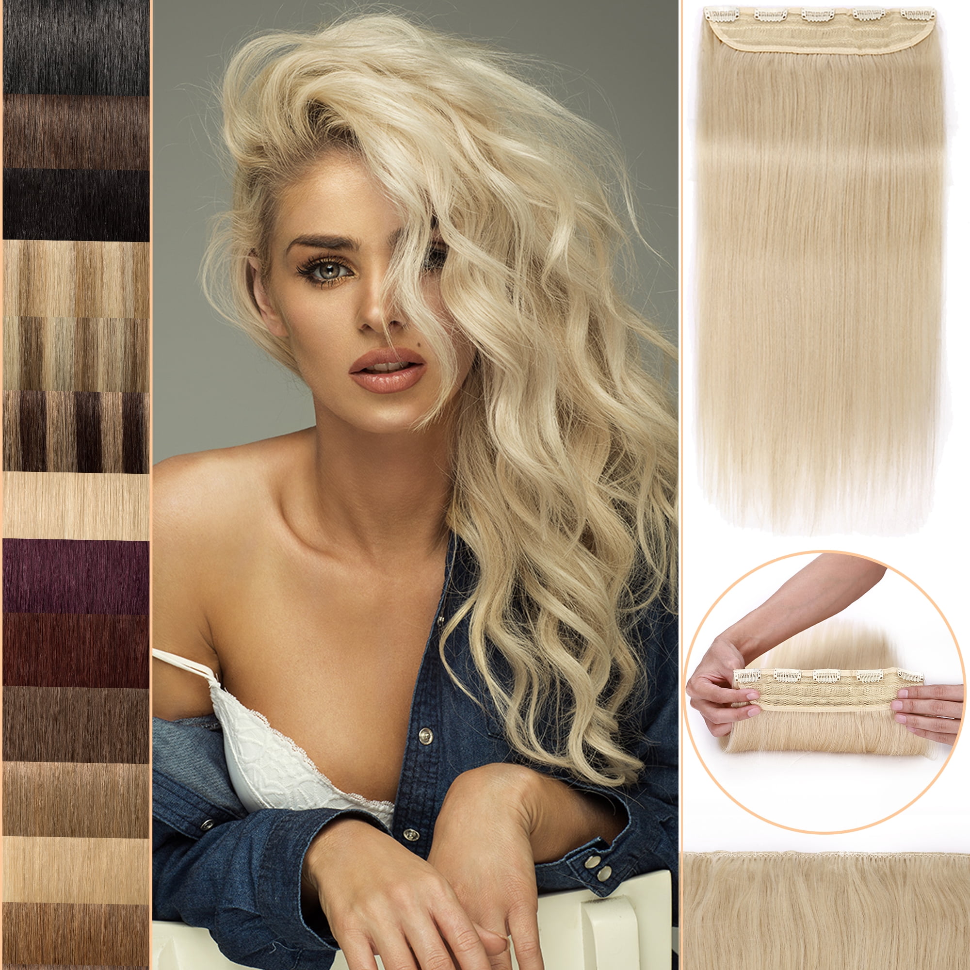 Human Hair Platinum Blonde Full Head Clip In #60 Lightest Blonde Curly Clip In Hair Extensions | Cliphair US main image 3
