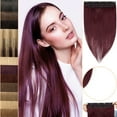 thumbnail image 1 of MY-LADY 10''-24'' 5 Clips in Human Hair Extensions Thick Real Natural Hair Pieces 100% Full Head Remy Hair 16inch #99J Wine red（Thin）, 1 of 8