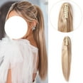 thumbnail image 1 of MY-LADY 100% Remy Real Human Hair Clip in Ponytail Extension Claw 18inch Hair Extensions Straight Hairpiece Long Straight Pony Tail Hair Hairpiece #12P613 Golden Brown & Bleach Blonde, 1 of 8