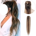 thumbnail image 1 of MY-LADY 100% Remy Real Human Hair Clip in Ponytail Extension Claw 18inch Hair Extensions Straight Hairpiece Long Straight Pony Tail Hair Hairpiece #4P27 Medium Brown & Dark Blonde, 1 of 8