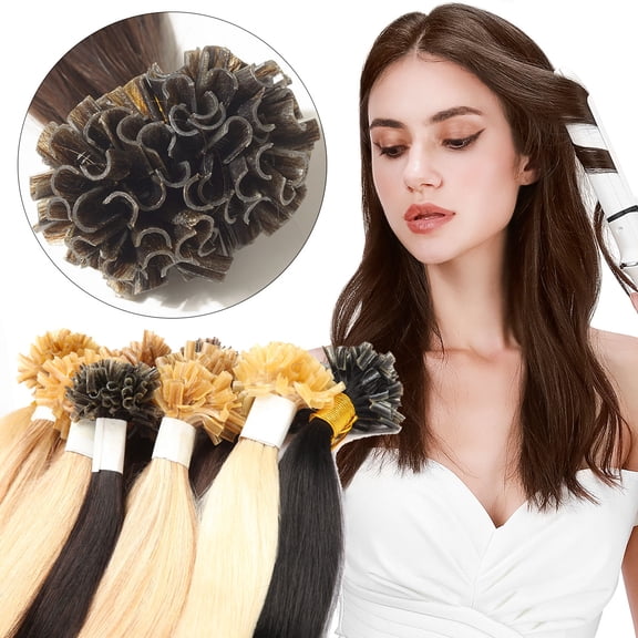 MY-LADY 100S Nail U Tip Fusion 100% Remy Human Hair Extensions Keratin Pre Bonded Hairpiece Straight 0.5g/s, #18P613 Ash & Bleach Blonde, 20inch