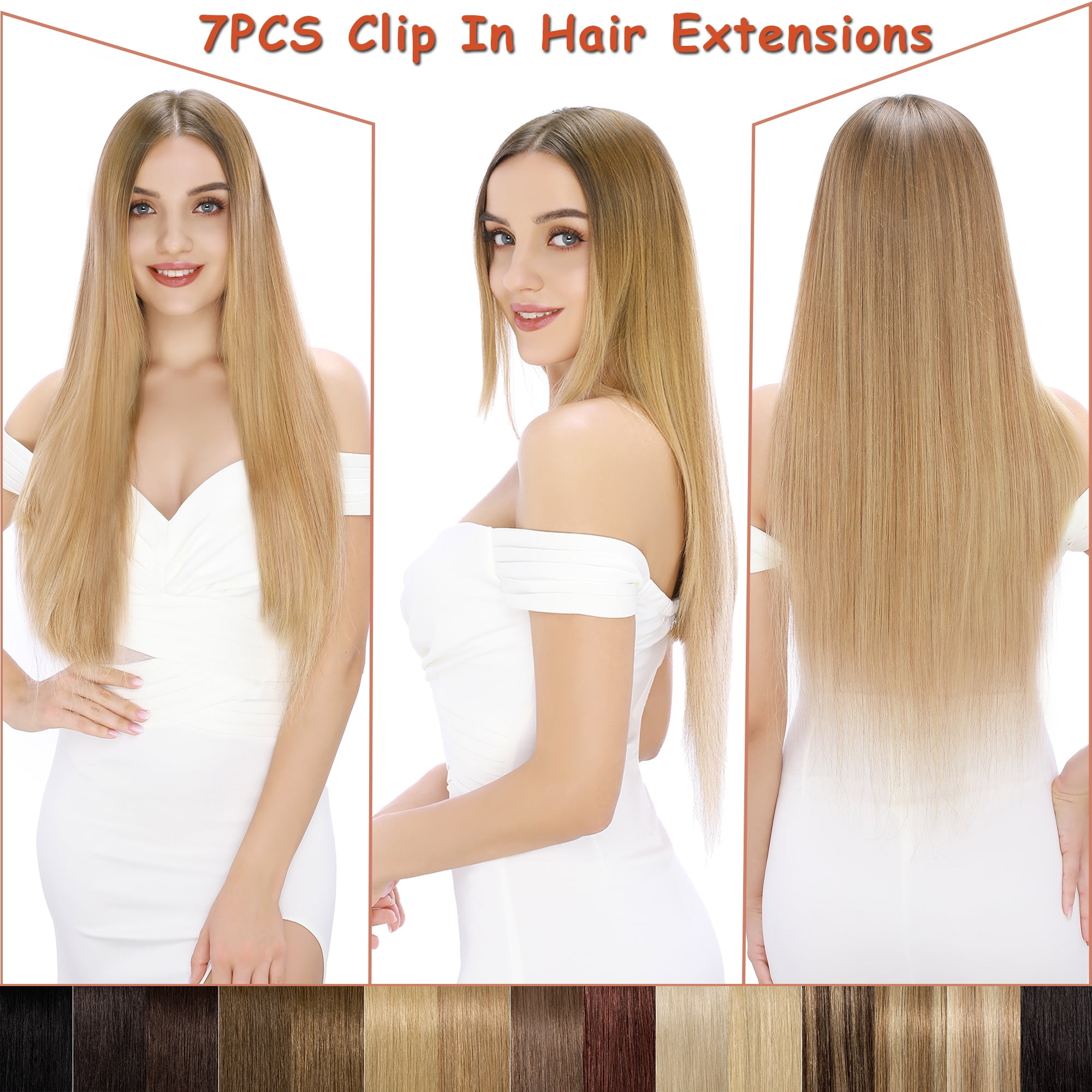 MY-LADY 15clips 7pc/set Clip in Human Remy Hair Extensions 