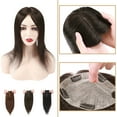 thumbnail image 1 of MY-LADY Human Hair Toppers 15*15CM Silk Base Straight Topper 100% Remy Human Hair Piecesr (Dyed/Ironed/Cutted) 12inch #02 Dark Brown, 1 of 8