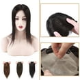 thumbnail image 1 of MY-LADY Human Hair Toppers 15*15CM Silk Base Straight Topper 100% Remy Human Hair Piecesr (Dyed/Ironed/Cutted) 14inch #1B Natural Black, 1 of 8