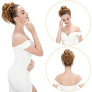 MY-LADY Messy Hair Bun Donut Bun Curly Wavy Synthetic Ponytail Extensions Hairpieces Hair Scrunchies Wraps Chignon for Women Girls Grey/Brown/Silver/Black