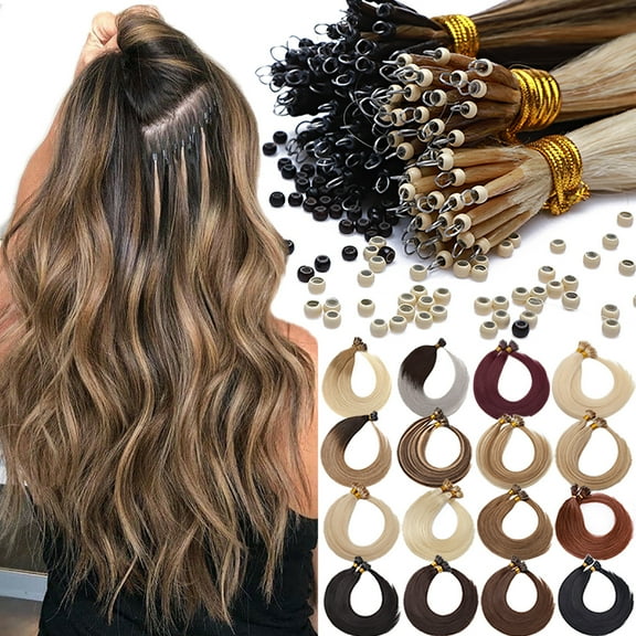 MY-LADY Nano Ring Beads Human Hair Extensions Micro Loop tip Russian Hair Highlight Hairpiece 16"-24"