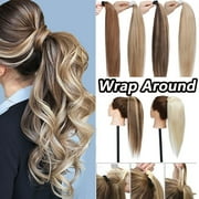 MY-LADY Women Clip in Ponytail Thick 100% Remy Human Hair Extensions Warp Around One piece Hairpiece Straight