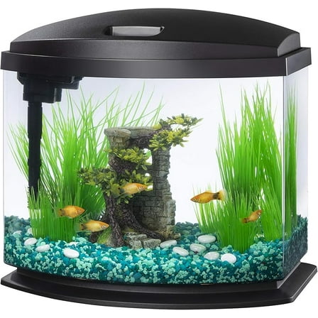 MY LED MiniBow Small Aquarium Fish Tank Kit with SmartClean Technology, Black, 5 Gallon