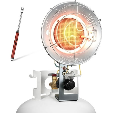 MY.Single Tank Top Propane Radiant Heater With Windproof Lighter,18,000 BTU Portable with 3 Heating Modes, Shut-off Valve and Tip-over Switch for Outdoor, Garage, Patio, RV(CSA)