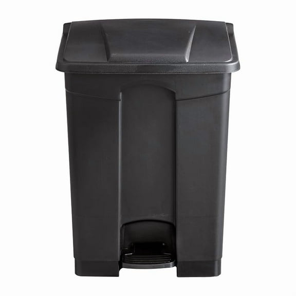 MY Step On Plastic Trash Can with Foot Pedal, 23 Gallon Garbage Can for Kitchen, Indoor or Outdoor Use, Hands Free, Black