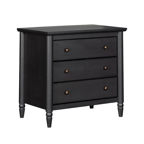 My Texas House Monroe 3 Drawer Nightstand with USB, Raven Black Oak Finish
