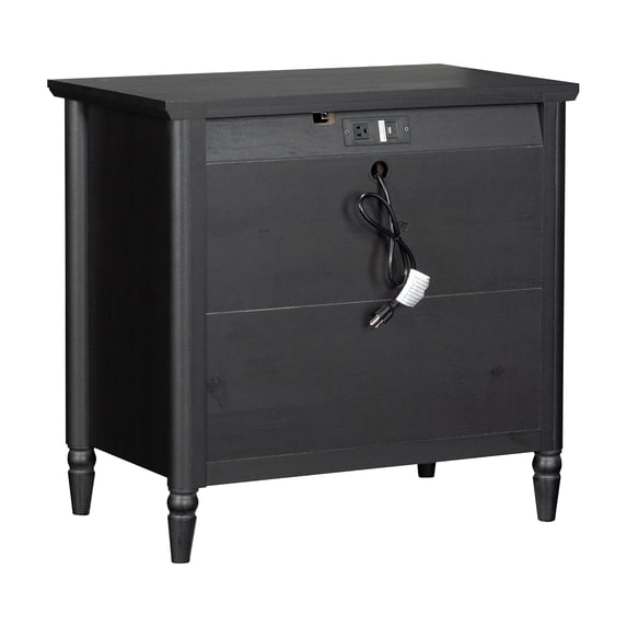 My Texas House Monroe 3 Drawer Nightstand with USB, Raven Black Oak Finish