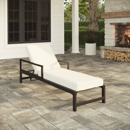 My Texas House Cambria Steel Outdoor Chaise Lounge, Black