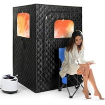 MY.Upgraded Version Portable Sauna for Home Full Body Personal Sauna Steam Sauna Tent at Home Spa with 2.6L 1000W Steam Generator, 90 Minute Timer, Foldable Chair, Remote Control, Sauna Box(Black)