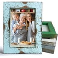 thumbnail image 1 of MY VINTAGE FINDS Rustic Farmhouse Photo Frame Distressed Wood Picture Frame | Blue - 4 x 6, 1 of 6