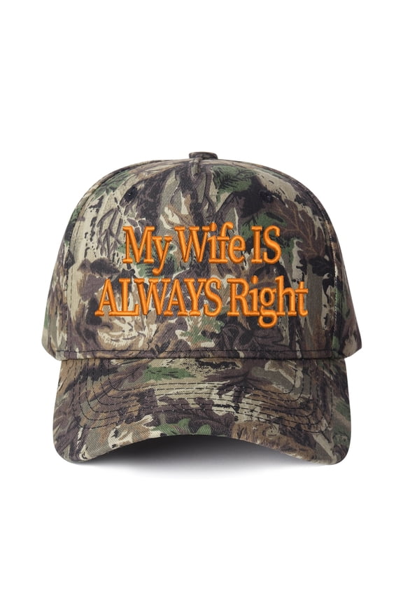 MY WIFE IS ALWAYS RIGHT 3D Embroidered Trucker Hat Funny Marriage Truth Cap, Adjustable Unisex Snapback, Perfect Couple Gift