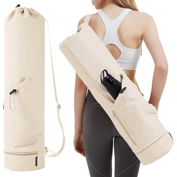 MY Yoga Mat Bag with Water Bottle Pocket and Bottom Wet Pocket, Exercise Yoga Mat Carrier Multi-Functional Storage Bag, Patent pending