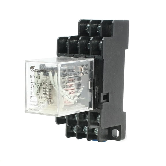 MY4J  6V Coil 5A Electromagnetic Relay 14 Pin 4PDT 4 NO 4 NC w Base Socket