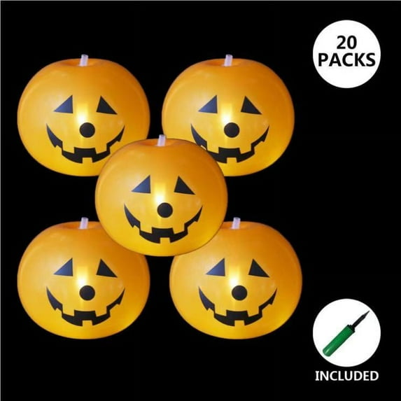 MYAL Halloween Pumpkin LED Light Up Balloons for Party Decorations Home Pump Included
