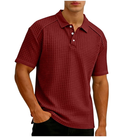 MYAOYI Polo Shirt for Men Cable Knit Textured Slim Fit Polo Shirt for Men