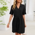 thumbnail image 1 of MYAOYI Housecoat for Women Short Sleeve Turndown Collar Solid Color Home Short Sleepshirts, 1 of 7