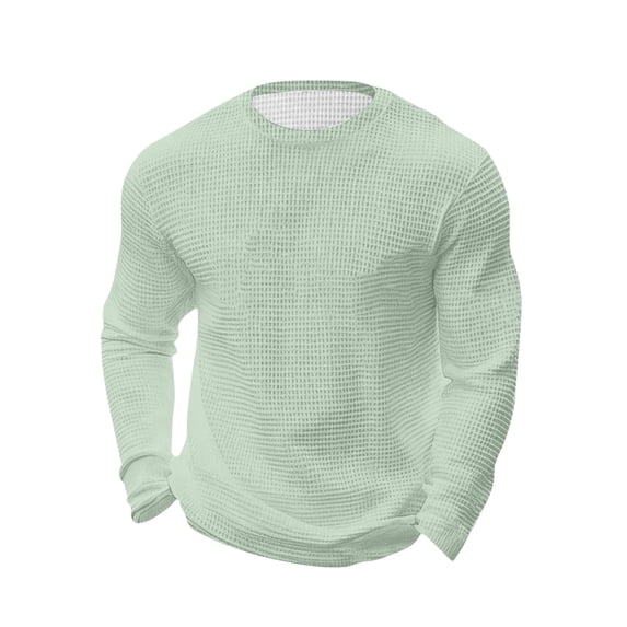 MYAOYI Mens Breathable Waffle Knit Shirt Crew Neck Long Sleeve Sports Pullover