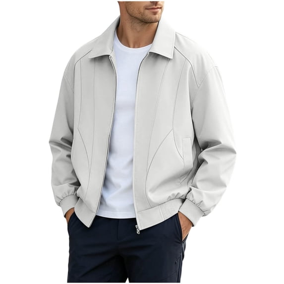 MYAOYI Mens Casual Full Zip Jacket Ribbed Hem & Cuffs Lightweight Spring Top