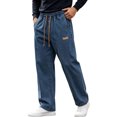 thumbnail image 1 of MYAOYI Mens Comfort Fit Jeans Drawstring Loose Denim Trousers, 1 of 6