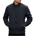 thumbnail image 1 of MYAOYI Mens Everyday Full Zip Jacket Mock Neck Ribbed Trim Outdoor Top, 1 of 6