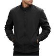 thumbnail image 1 of MYAOYI Mens Everyday Full Zip Jacket Mock Neck Ribbed Trim Outdoor Top, 1 of 5