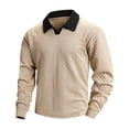 thumbnail image 1 of MYAOYI Mens Long Sleeve Polo Shirt Diamond Textured Collared Pullover, 1 of 8