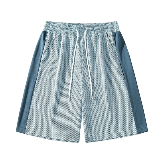 MYAOYI Mens Mesh Basketball Shorts, Color Block Elastic Waist Loose Fit Summer Shorts