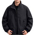 thumbnail image 1 of MYAOYI Mens Plain Zip Up Bomber Jacket Lightweight Fall Outerwear with Pockets, 1 of 8