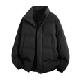 thumbnail image 1 of MYAOYI Mens Quilted Puffer Coat Stand Collar Snap Button Winter Outerwear, 1 of 6