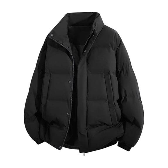MYAOYI Mens Quilted Puffer Coat Stand Collar Snap Button Winter Outerwear