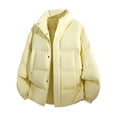 thumbnail image 1 of MYAOYI Mens Quilted Puffer Coat Stand Collar Snap Button Winter Outerwear, 1 of 6