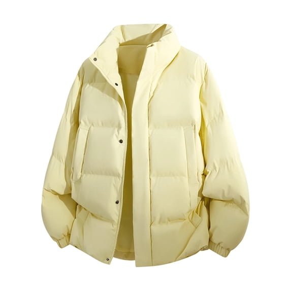 MYAOYI Mens Quilted Puffer Coat Stand Collar Snap Button Winter Outerwear