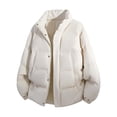 thumbnail image 1 of MYAOYI Mens Quilted Puffer Coat Stand Collar Snap Button Winter Outerwear, 1 of 6