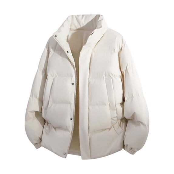MYAOYI Mens Quilted Puffer Coat Stand Collar Snap Button Winter Outerwear
